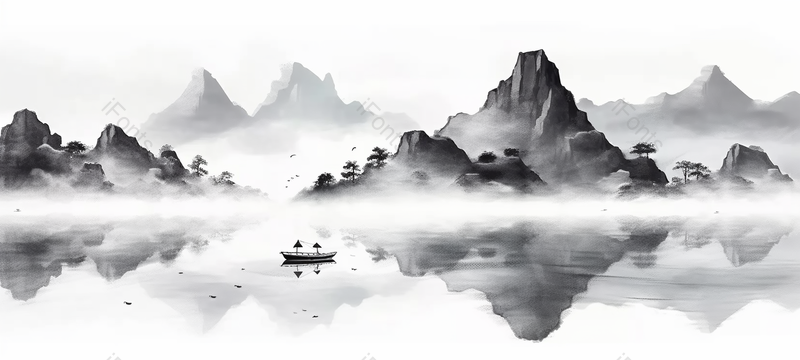新中式水墨风山水水雾背景图,插画/手绘图,插画/手绘图库,插画/手绘图下载,插画/手绘